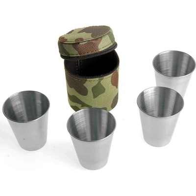 FOX Nerezové poháriky v púzdre maskáč 4 x 30 ml