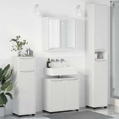 vidaXL Комплект мебели за баня с чекмедже 4 pcs Бяло Инженерно дърво (3403840)