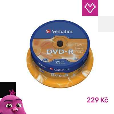 Verbatim DVD-R 4,7GB 16x, AZO, printable, cakebox, 25ks (43522) – Zboží Živě