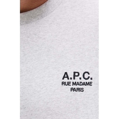 APC Памучна тениска A. P. C. standard rue madame GOTS в сиво с апликация COHBU. M26388 (COHBU.M26388)