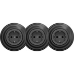 Kliklap - Тройна ретро електрическа розетка за дома с рамка SCHUKO 230 V, антрацит (KA0045B)