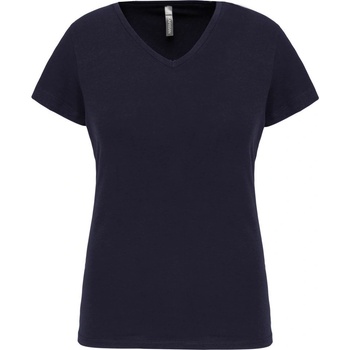 Kariban v-neck k3015 / Дамска еластична тениска с къс ръкав - тъмносиня m (20301500302)