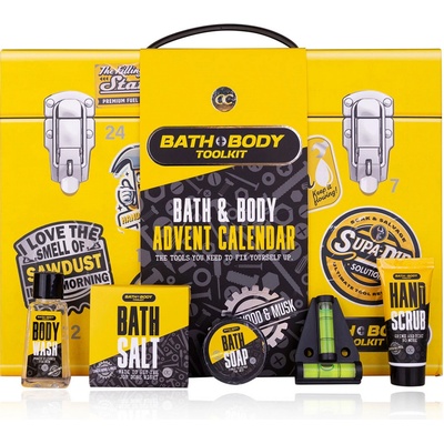 Accentra Adventní kalendář BATH and BODY TOOLKIT v dárkové krabici na nářadí