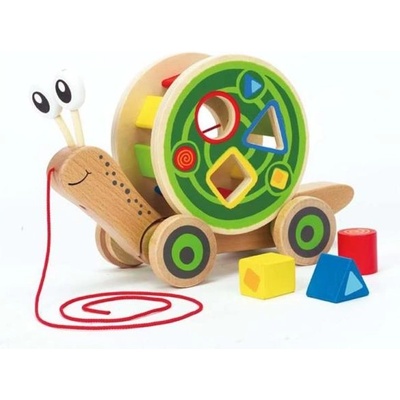 Hape дървена играчка охлюв с геометрични форми за вграждане