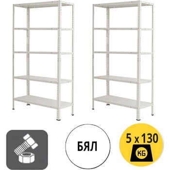 СТЕЛАЖ МЕТАЛЕН 5х130кг 188x100x40см БОЛТОВ МОНТ. ЖЪЛТ (188100405130MEYL,80007YL)