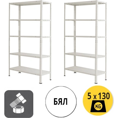 СТЕЛАЖ МЕТАЛЕН 5х130кг 188x100x40см БОЛТОВ МОНТ. ЖЪЛТ (188100405130MEYL,80007YL)