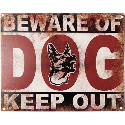 Nástěnná kovová cedule Beware of dog – 25x1x20 cm
