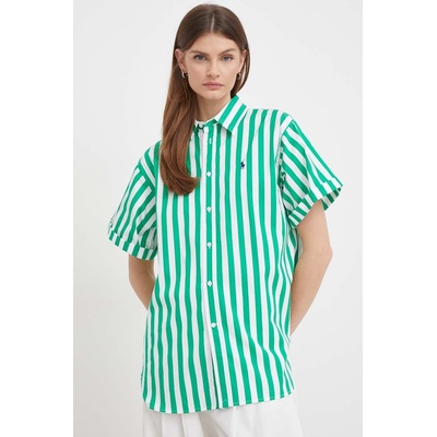 Ralph Lauren Памучна риза Polo Ralph Lauren дамска в зелено със свободна кройка с класическа яка 211925085 (211925085)