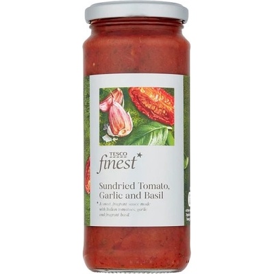 Tesco Finest Hotová rajčatová omáčka na těstoviny se sušenými rajčaty, česnekem a bazalkou 340 g