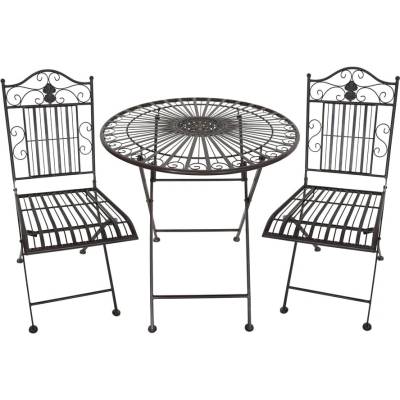 Garden Pleasure Тъмнокафяв метален градински комплект за хранене за 2 - Garden Pleasure (950515)