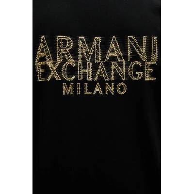 Giorgio Armani Памучна тениска с яка Armani Exchange в черно с изчистен дизайн XM000329 AF10364 (XM000329.AF10364)