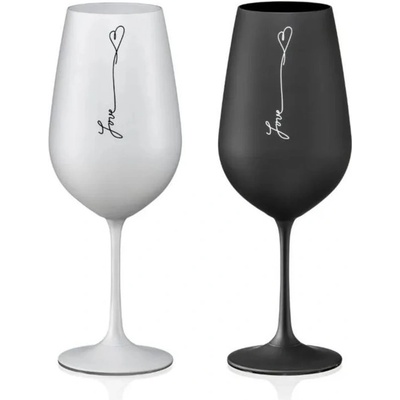 CRYSTALEX Sklenice na víno VIOLA LOVE černá bílá 2 x 550 ml