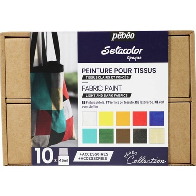 Pébéo Setacolor sada barev na textil 10 x 45ml a doplňky