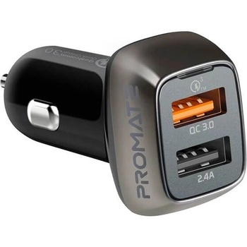 Promate Зарядно за кола с два USB изхода и QuickCharge 3.0 технология за бързо зареждане - Promate Scud-30 Car Charger Dual USB 30W QC 3.0 (черен) (190419)
