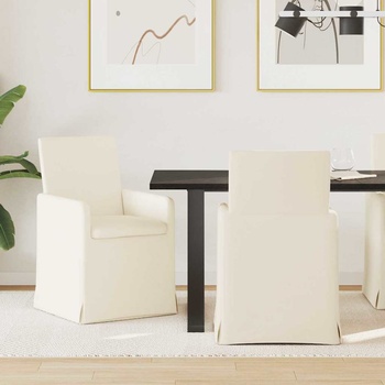 vidaXL Обедени столове с колела 2 pcs Бежово 57 x 67 x 95 см Лен (42017900)