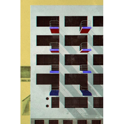 Plagát, Obraz - Bauhaus Dessau architecture in vintage magazine style V, Rosana Laiz Blursbyai, 26.7 × 40 cm