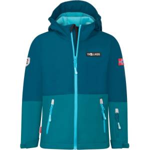 TROLLKIDS Детско софтшел яке Trollkids Kid's Skjorta Jacket Softshell jacket - Lagoon Green / Madeira Blue / Pool Blue - размер 176 (EU) (703-6162-0421)