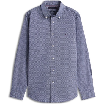 Tommy Hilfiger Men's Long-Sleeve Poplin Print Patterned Shirt - Preppy Navy 0GZ