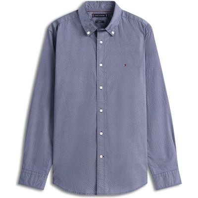 Tommy Hilfiger Men's Long-Sleeve Poplin Print Patterned Shirt - Preppy Navy 0GZ