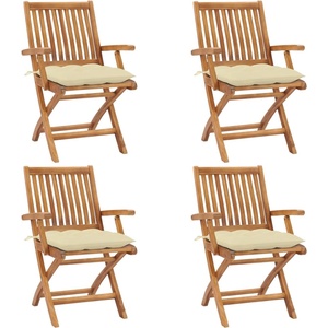vidaXL Сгъваеми столове с възглавници 4 бр. Масивно тиково дърво (3072740)