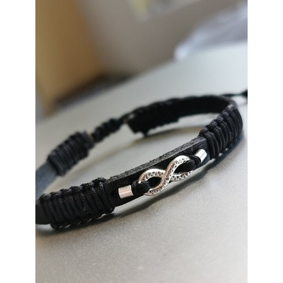 Мъжка гривна безкрайност с кожа (МСГ 4)