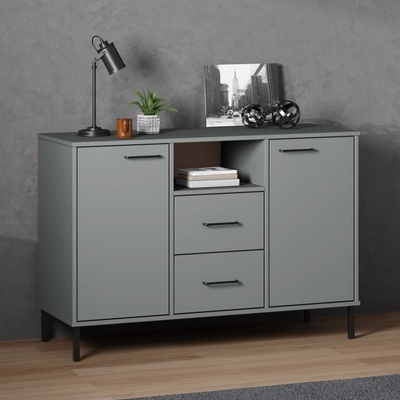 vidaXL 11461.351019 příborník s kovovými nohami šedý 113 x 40 x 77 cm dřevo OSLO