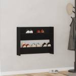 vidaXL Шкаф за обувки 82 x 18 x 60 см Инженерна дървесина Черен дъб (875026)