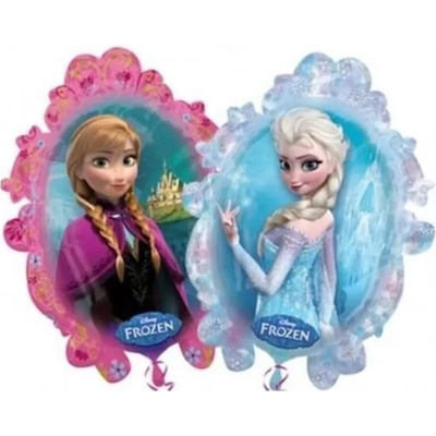 Anagram Foliový balonek zrcadlo Frozen Anna a Elsa 63 x 78 cm