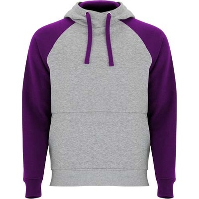 Dětská dvoubarevná mikina s kapucí Badet Žíhaná šedá / Purpurová