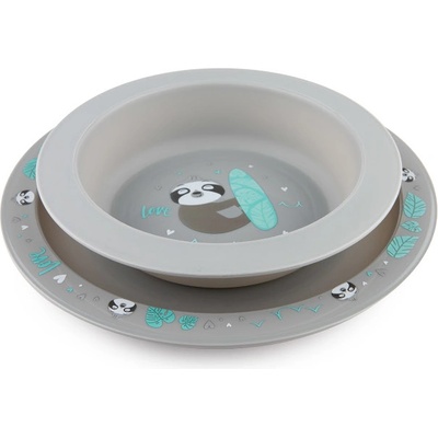 Canpol babies Комплект за хранене Canpol - Exotic animal, 2 части, Сив (56/523_gry)