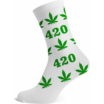 Dlhé ponožky dámske Biela / 420 / Zelená