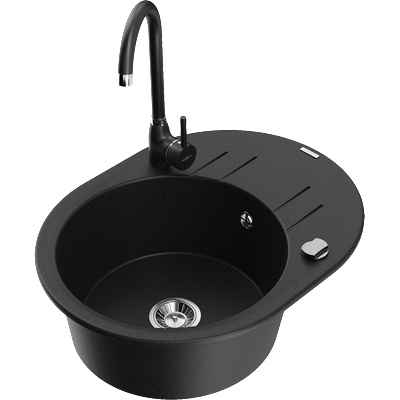 Mexen Kevin гранитна мивка с 1 отделение със сушилник и кухненски смесител (6517-77-670200-70)