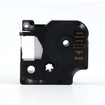 Pro Dymo Съвместима лента с Dymo 53724, 24mm x 7m, златен печат / черен фон (53724)