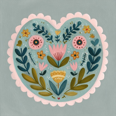 Takoy Panel na ušitie šatky umelý hodváb 73x73 srdce folk love