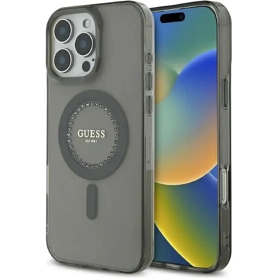 GUESS Калъф Guess IML Rhinestones MagSafe за iPhone 16 Pro Max - черен (3666339305635)