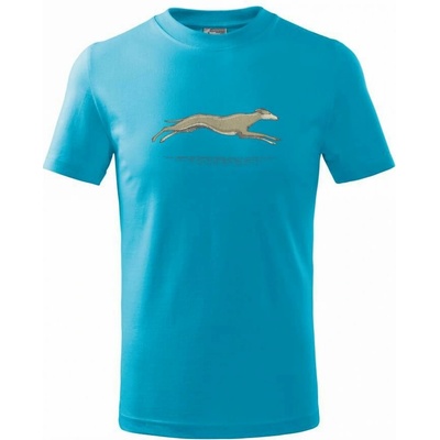 Vintage Greyhound tričko dětské bavlněné Světlý tyrkys