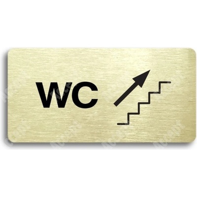 ACCEPT Piktogram WC VPRAVO NAHORU - zlatá tabulka - černý tisk bez rámečku
