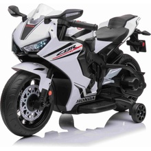 Beneo Elektrická Motorka HONDA CBR 1000RR Licencovaná 12V baterie Plastová kola 30W motor LED světla pevný rám pomocná kolečka bílá