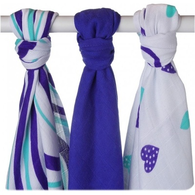 Kikko Hearts and Wawes bambusové 70 x 70 Ocean Blue Mix 3 ks