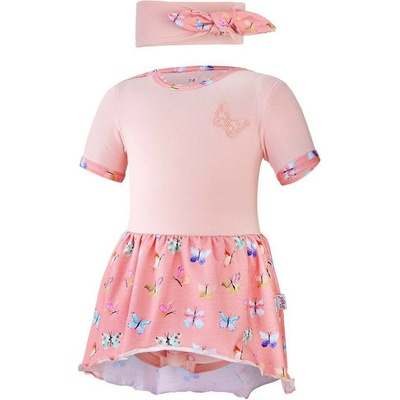 Little Angel Body šaty tenké set Outlast UPF Sv. broskyňová motýliky