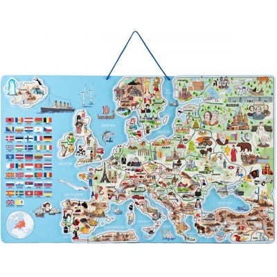 Woodyland Магнитна карта, пъзел и игра, 3 в 1, Европа (91231)