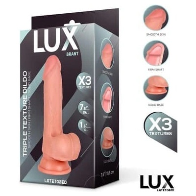 LUX Brant Trojitá textúra dildo s guľami 19,3 cm kožový vzhľad
