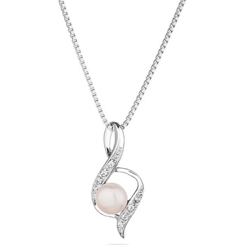 Image 1 of Swan Сребърно колие със сладководна бяла перла и цирконий SP0022W Swan