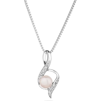 Swan Сребърно колие със сладководна бяла перла и цирконий SP0022W Swan