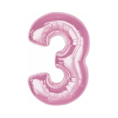 GoDan Číslice "3" růžová 92cm fóliový balónek