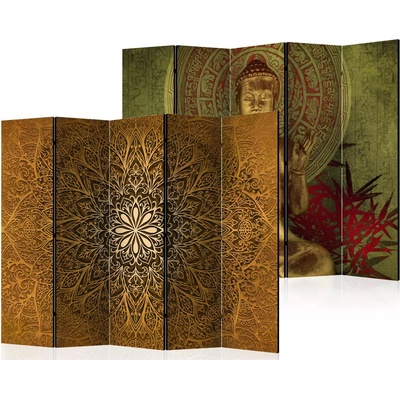 Fabulo 5-dílný Hnědá mandala Zlatý Buddha 172 x 225 cm odlišný design na jednotlivých stranách