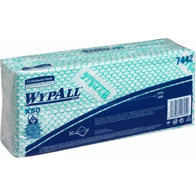 Wypall Kimberly-Clark Кърпа WypAll X50 7442, 41.8 х 24.7 cm, зелена, 50 броя