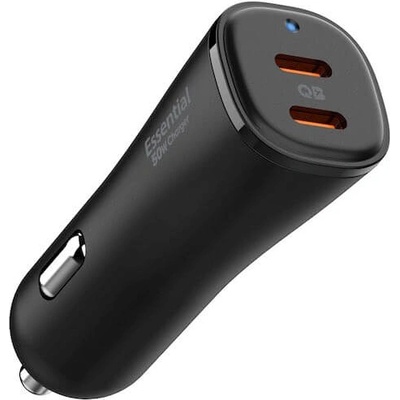 Spigen EV502 Essential Dual USB-C Car Charger 50W - зарядно за кола с 2xUSB-C изхода и технология за бързо зареждане (черен)
