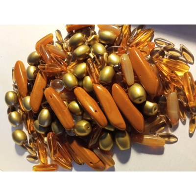Skleněné korálky JablonecHnědý mix 100g
