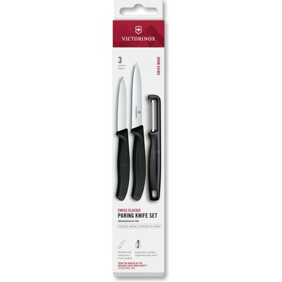 Victorinox Sada kuchynských nožov so škrabkou SWISS CLASSIC 3 ks čierna 6.7113.33